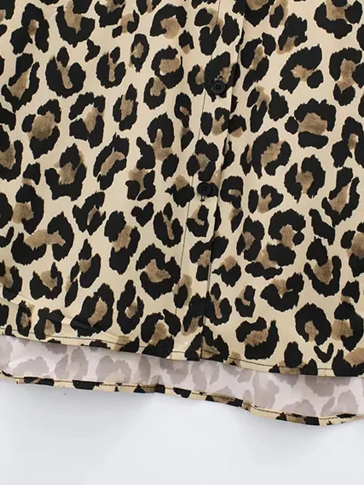 Chic Leopard Print Button-Up Blouse