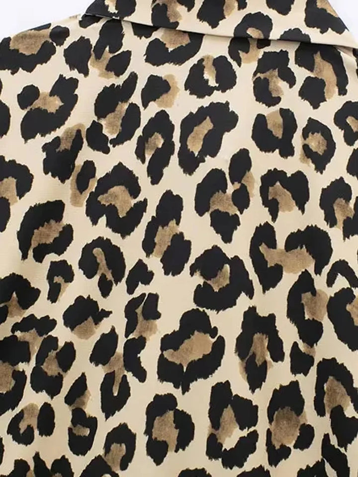 Chic Leopard Print Button-Up Blouse