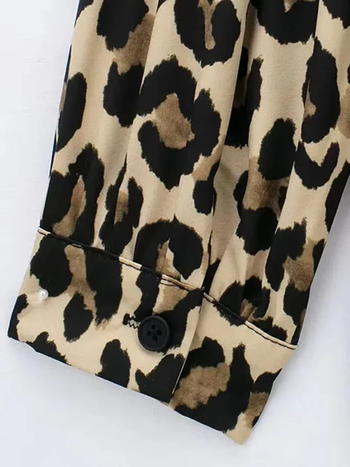 Chic Leopard Print Button-Up Blouse