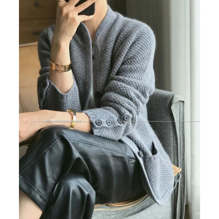Chic Pure Cashmere Knit Cardigan