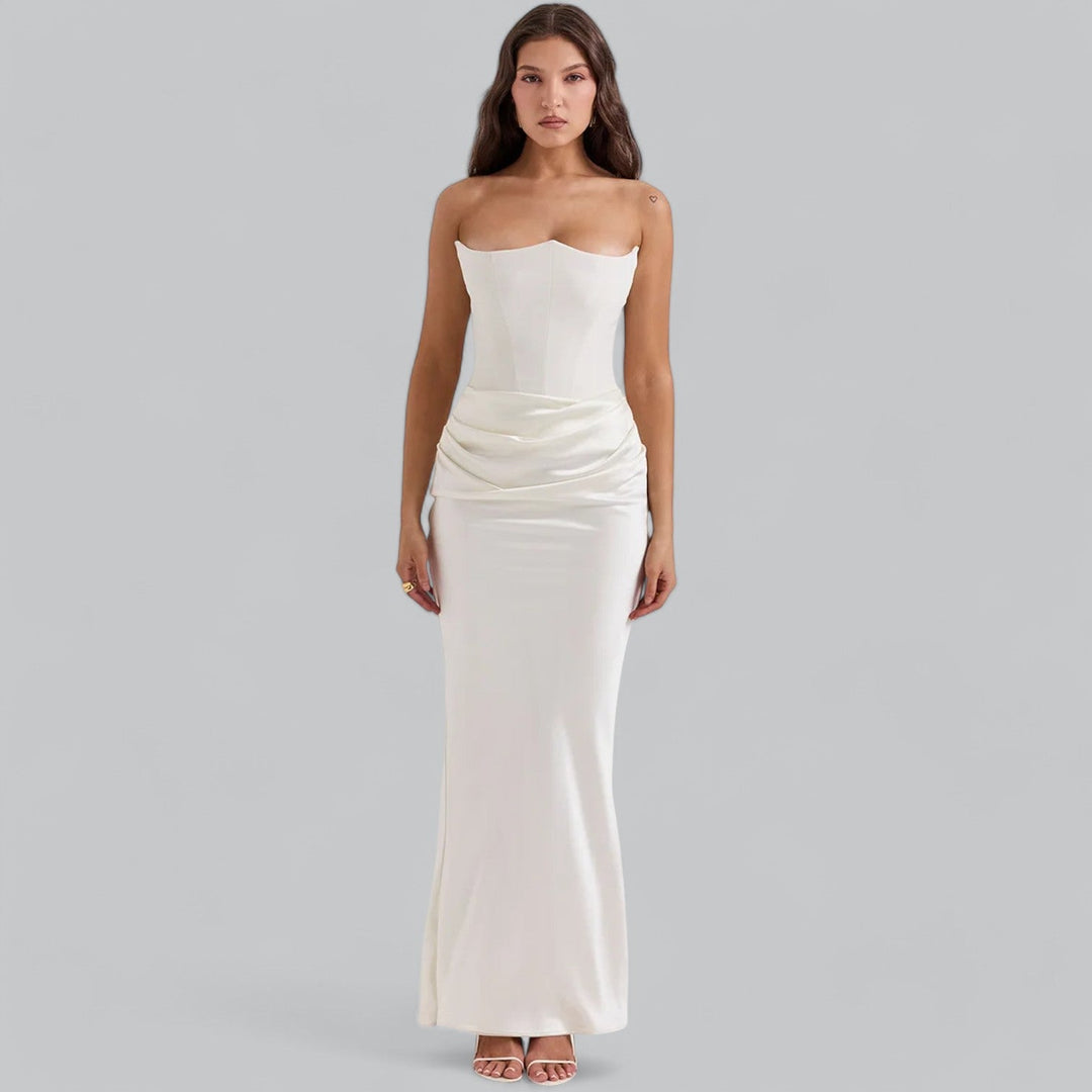 Chic Strapless Velvet Corset Maxi Dress