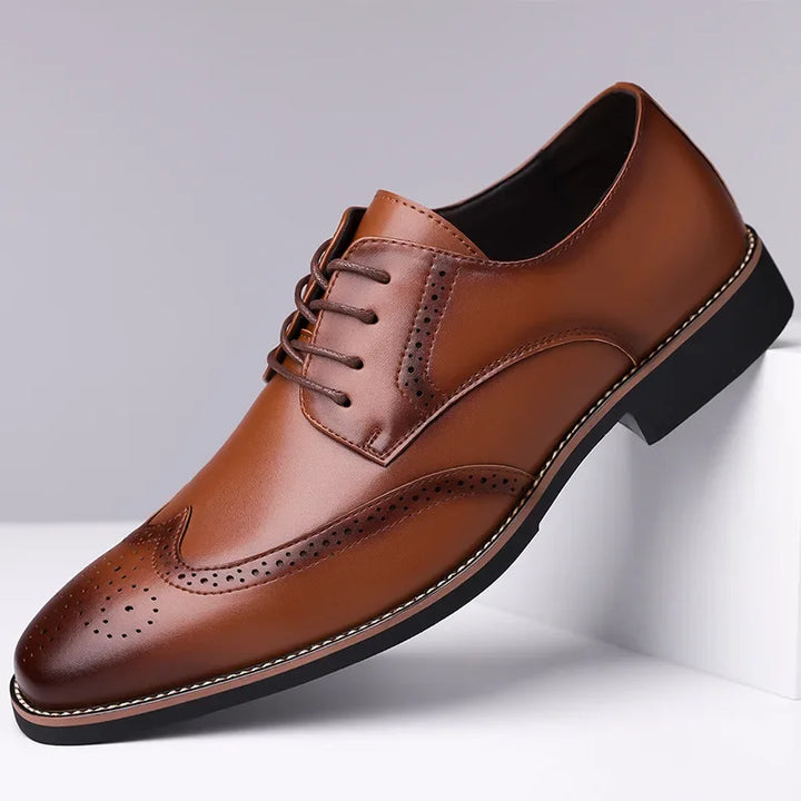 Classic Leather Brogue Wingtip Shoes