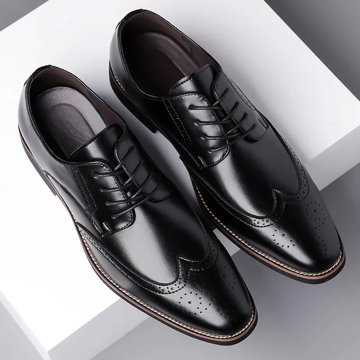 Classic Leather Brogue Wingtip Shoes