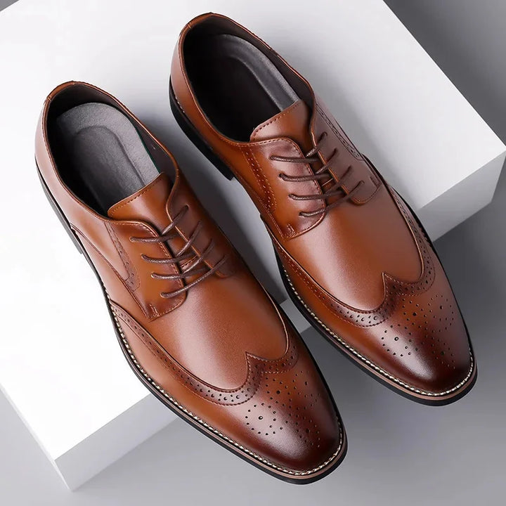 Classic Leather Brogue Wingtip Shoes