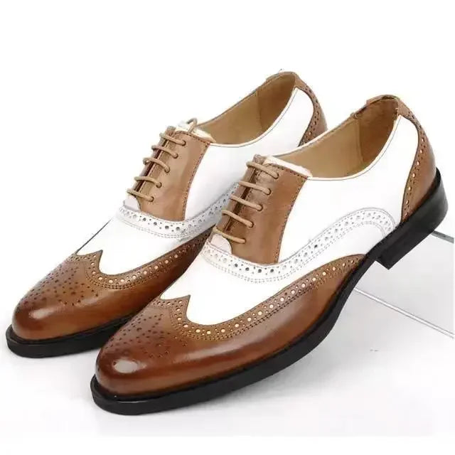 Classic Two-Tone Oxford Brogue Shoes