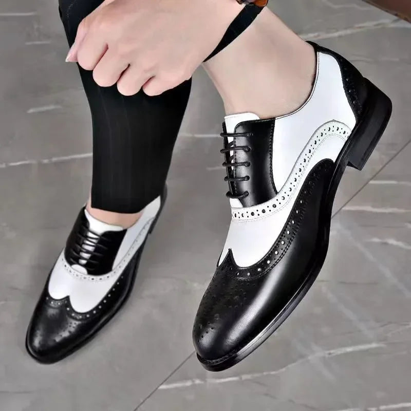 Classic Two-Tone Oxford Brogue Shoes