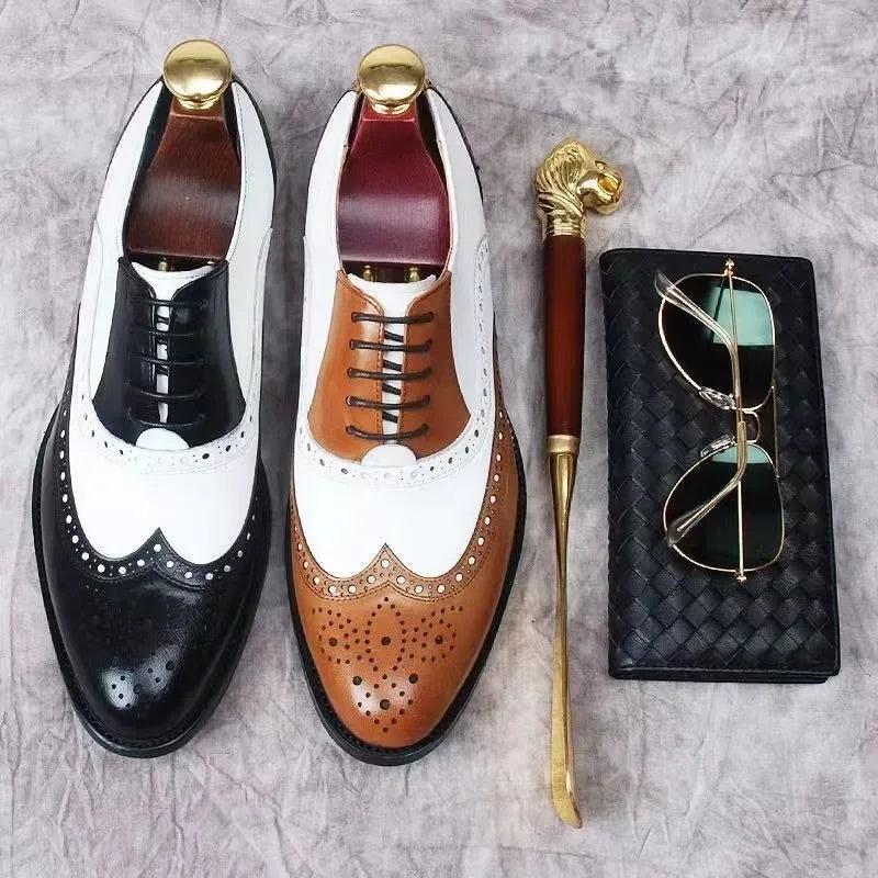 Classic Two-Tone Oxford Brogue Shoes