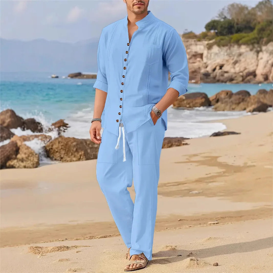 Coastal Breeze Linen Button-Up Set