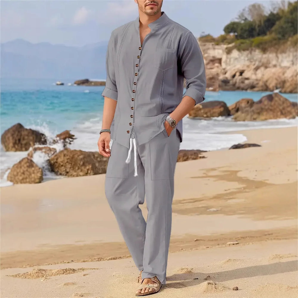 Coastal Breeze Linen Button-Up Set