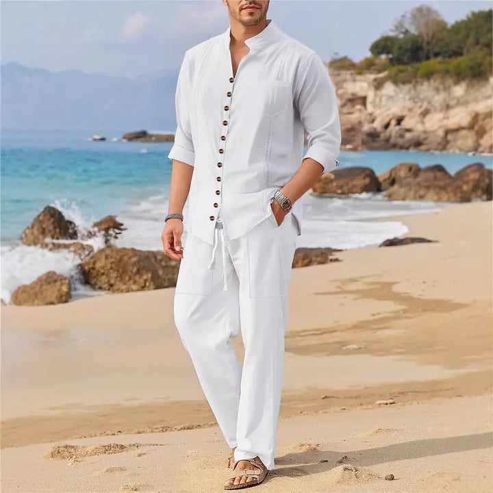 Coastal Breeze Linen Button-Up Set