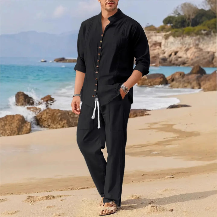 Coastal Breeze Linen Button-Up Set