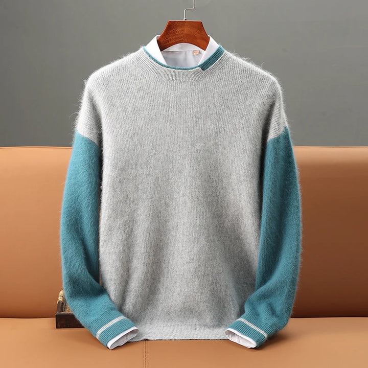 Color-Block Cashmere Crewneck Sweater