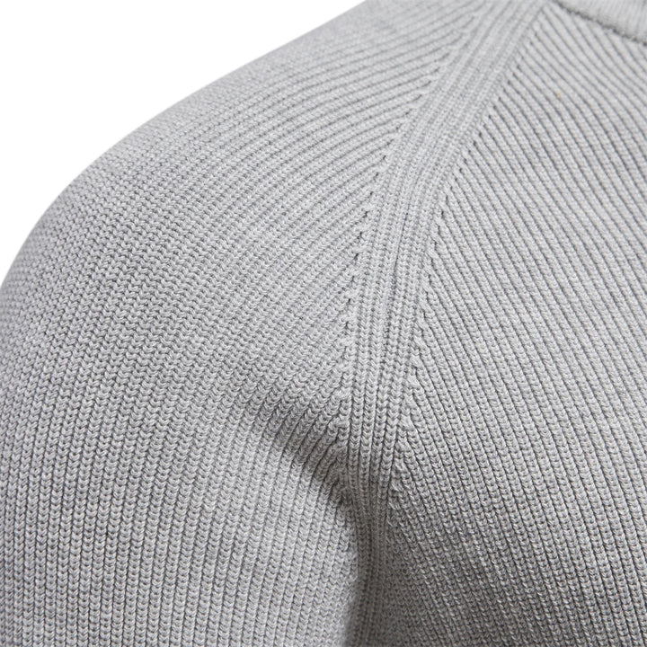 Cotton Zipper High Collar Knitted Sweater
