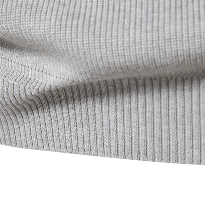 Cotton Zipper High Collar Knitted Sweater