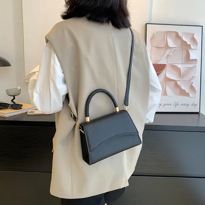 Top Handle Croc-Embossed Handbag