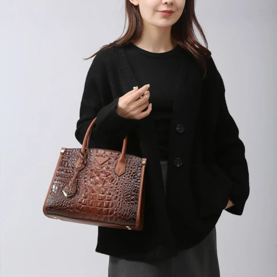 Crocodile Leather Top-Handle Bag