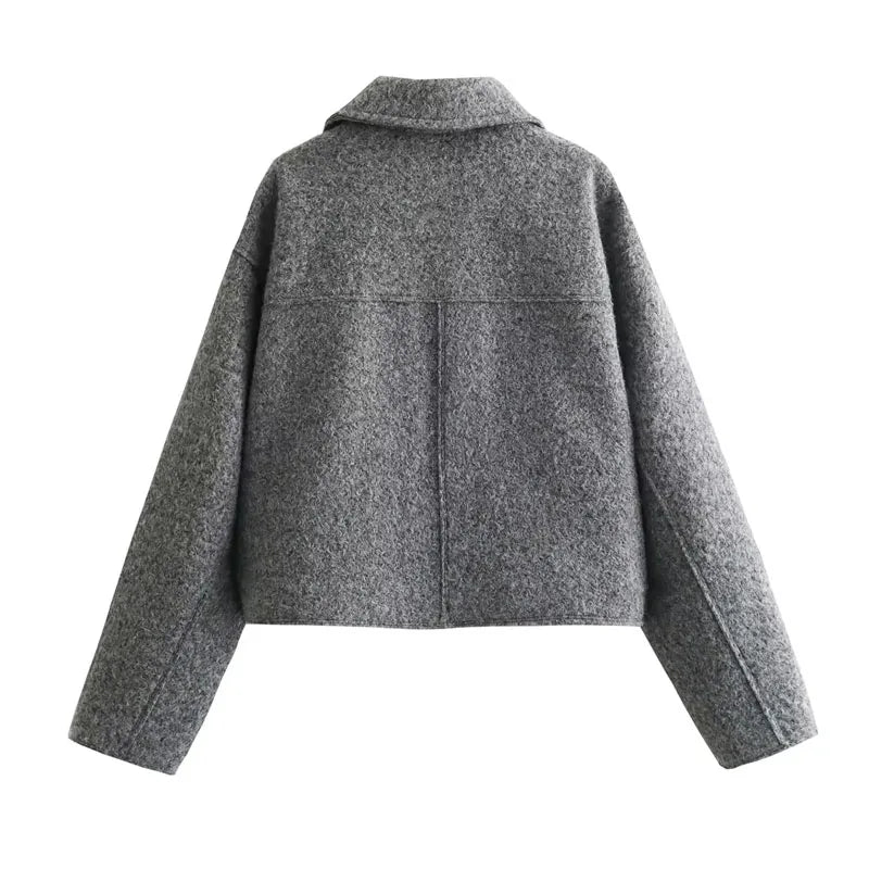 Cropped Cashmere Knit Shacket Jacket