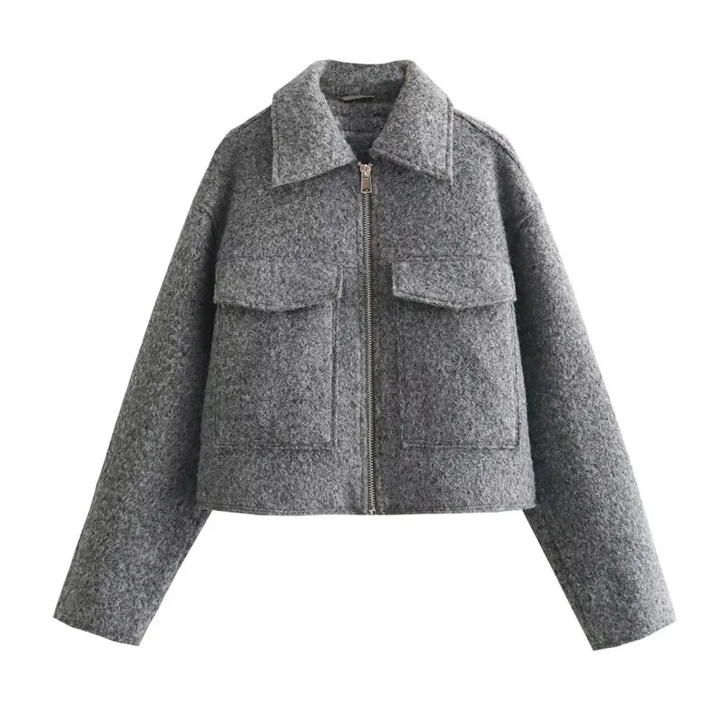 Cropped Cashmere Knit Shacket Jacket