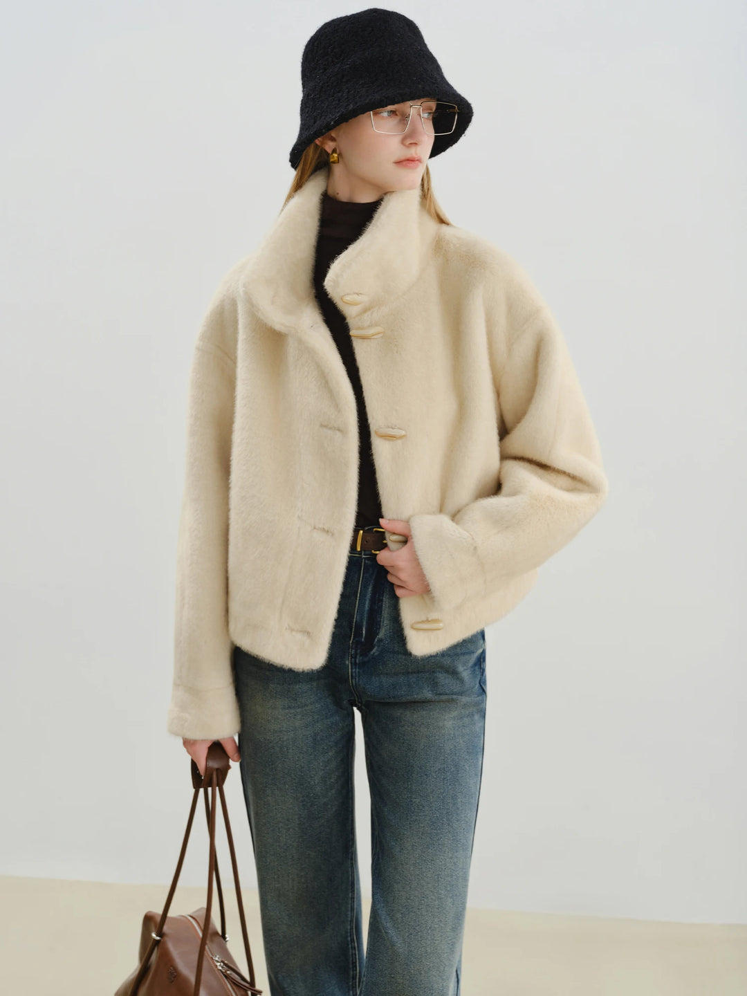 Cropped Faux Fur Winter Jacket
