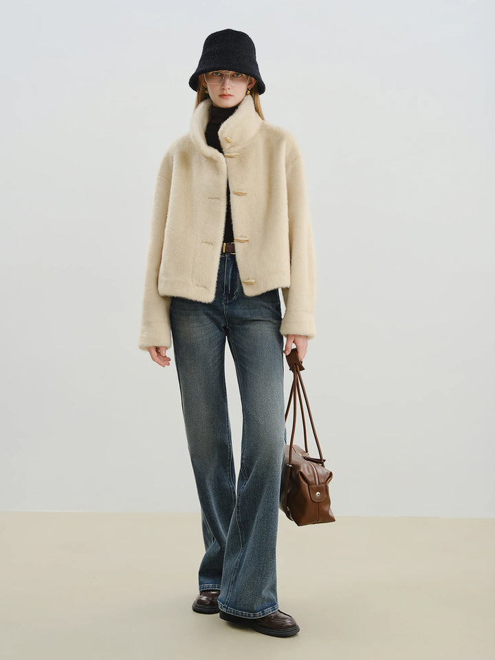 Cropped Faux Fur Winter Jacket