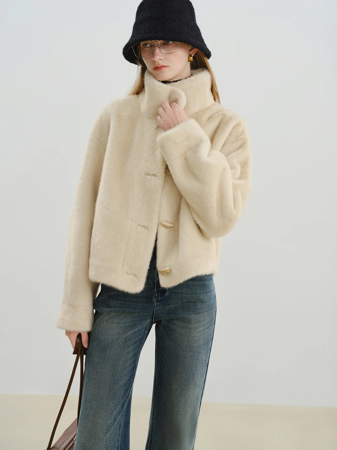 Cropped Faux Fur Winter Jacket