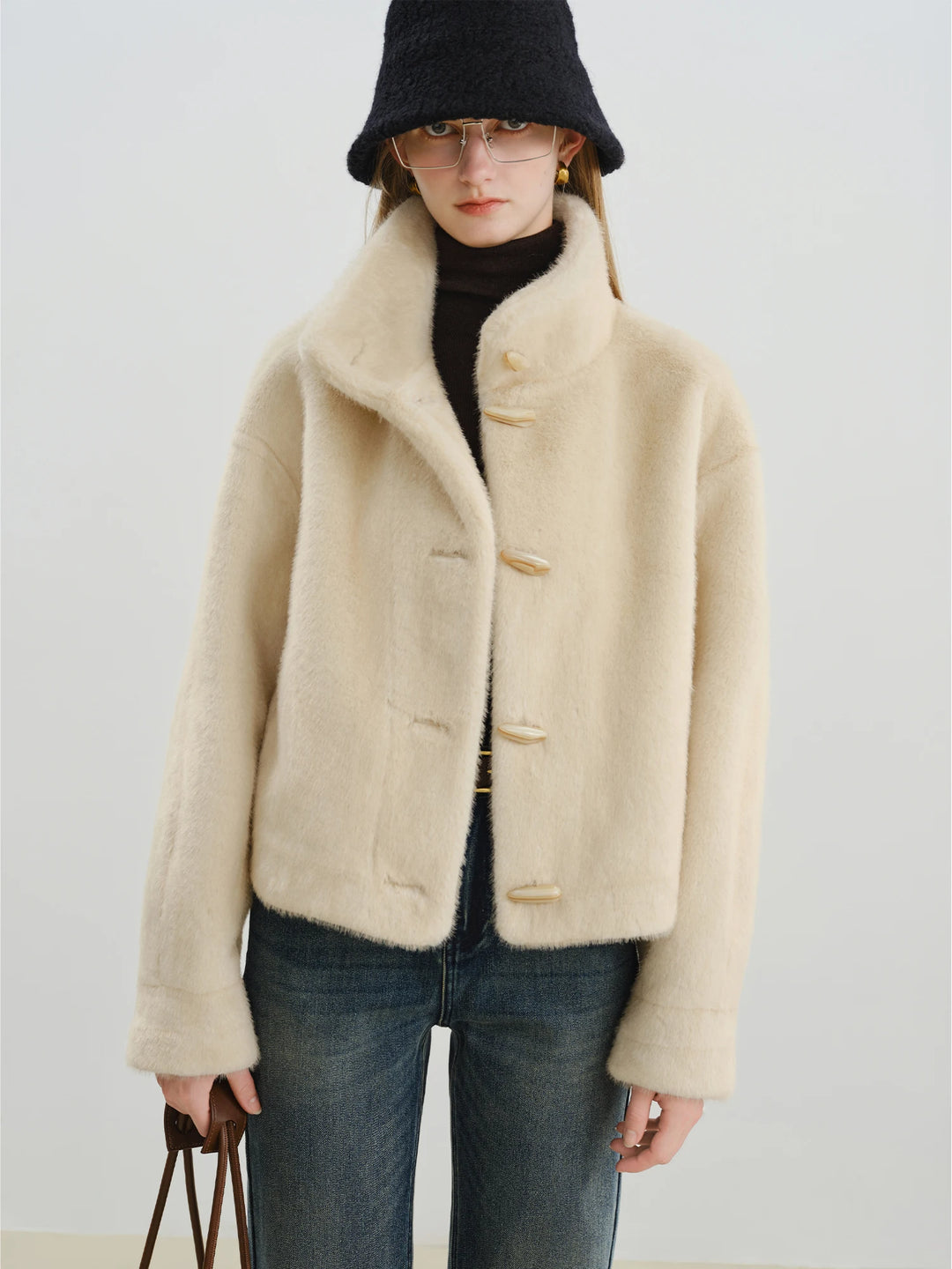 Cropped Faux Fur Winter Jacket