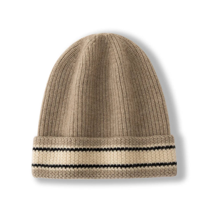 Cuffed Cashmere Ribbed Beanie Hat