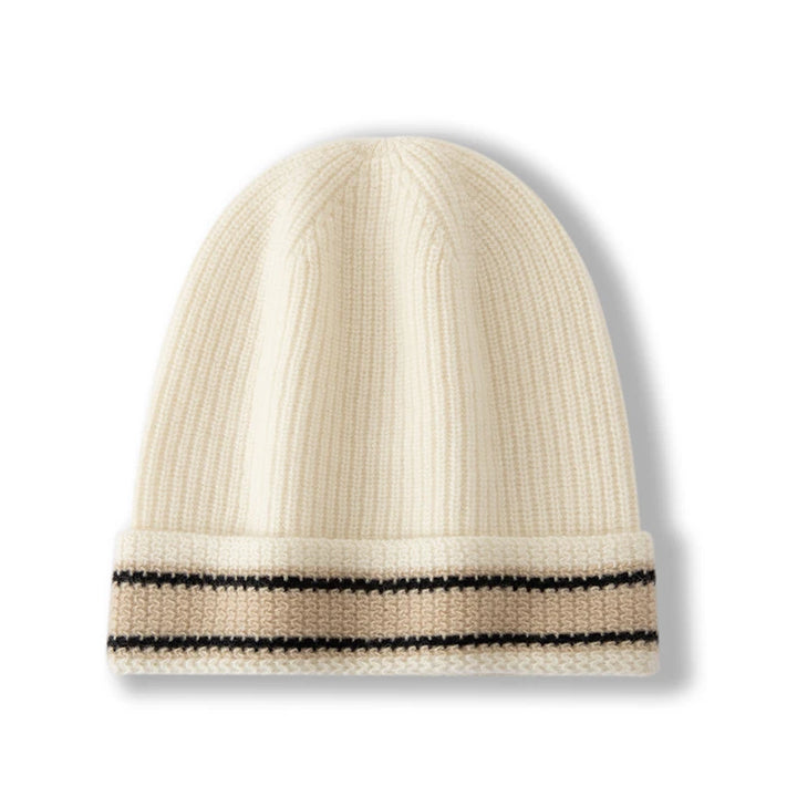 Cuffed Cashmere Ribbed Beanie Hat