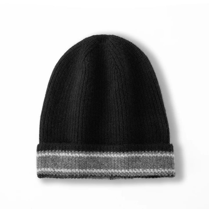 Cuffed Cashmere Ribbed Beanie Hat