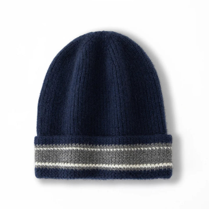 Cuffed Cashmere Ribbed Beanie Hat