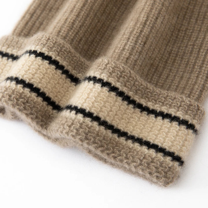 Cuffed Cashmere Ribbed Beanie Hat