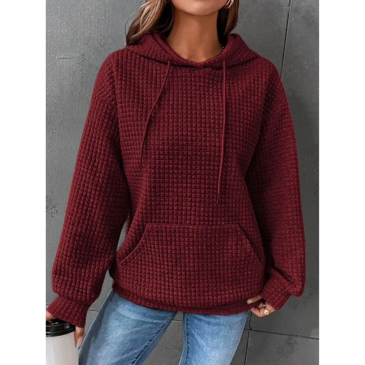 Waffle Knit Drawstring Hoodie