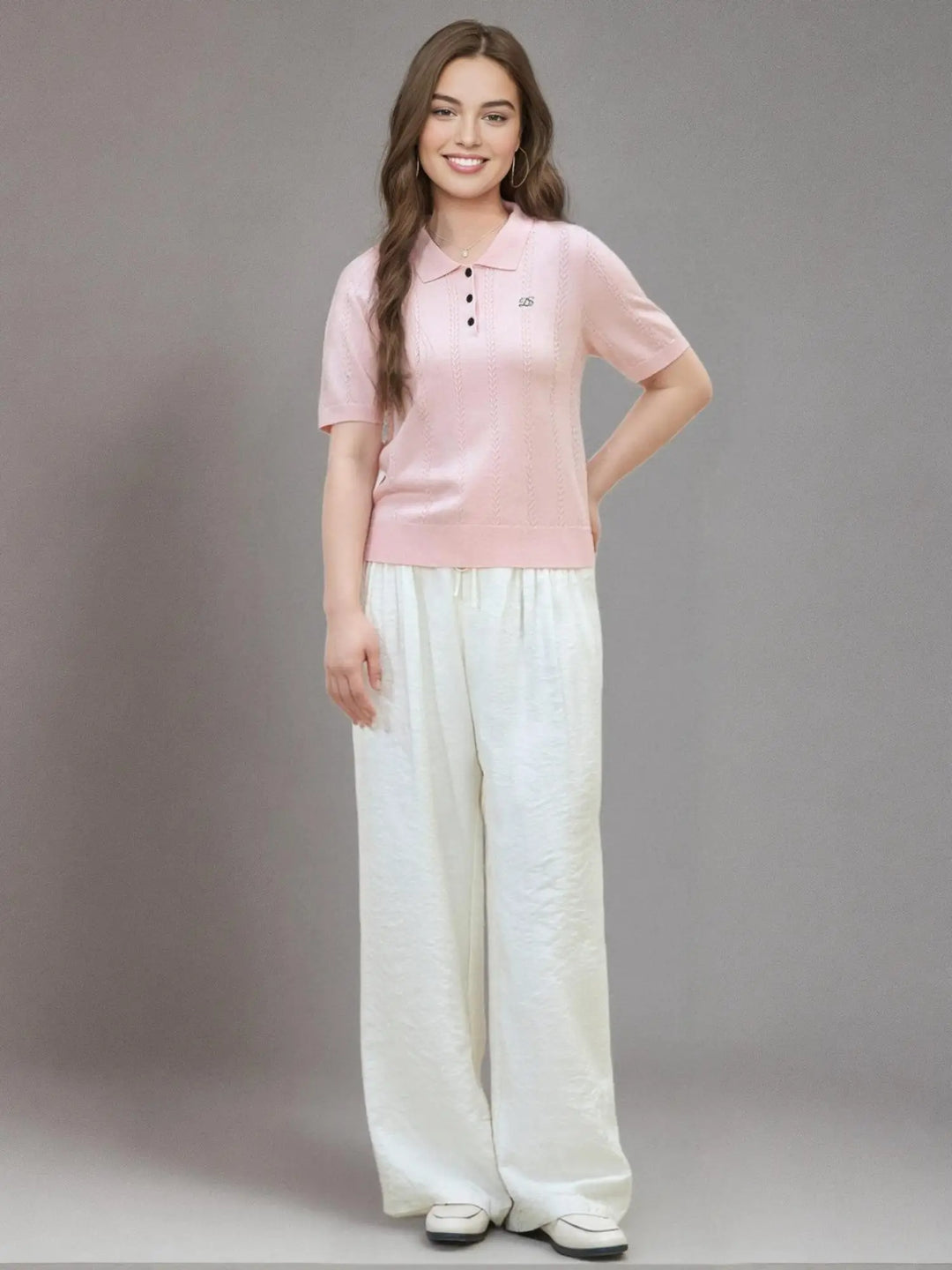 Eco Knit Polo Top with Contrast Collar