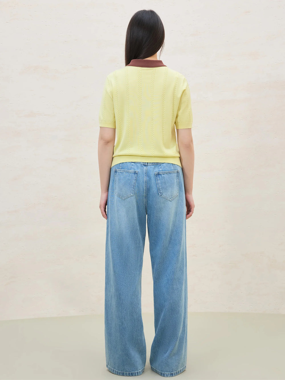 Eco Knit Polo Top with Contrast Collar