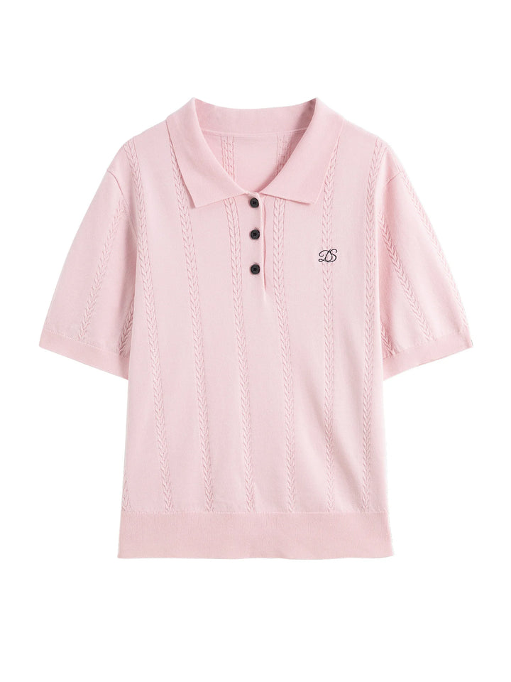 Eco Knit Polo Top with Contrast Collar