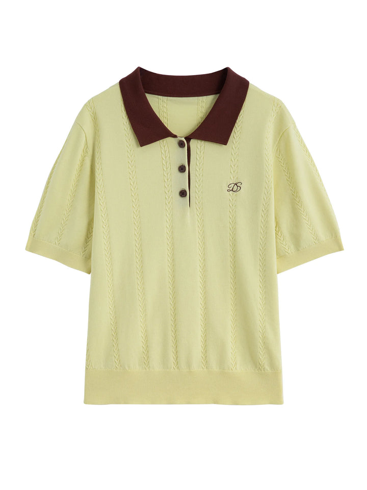 Eco Knit Polo Top with Contrast Collar