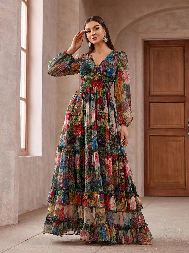 Elegant Boho Floral Maxi Dress