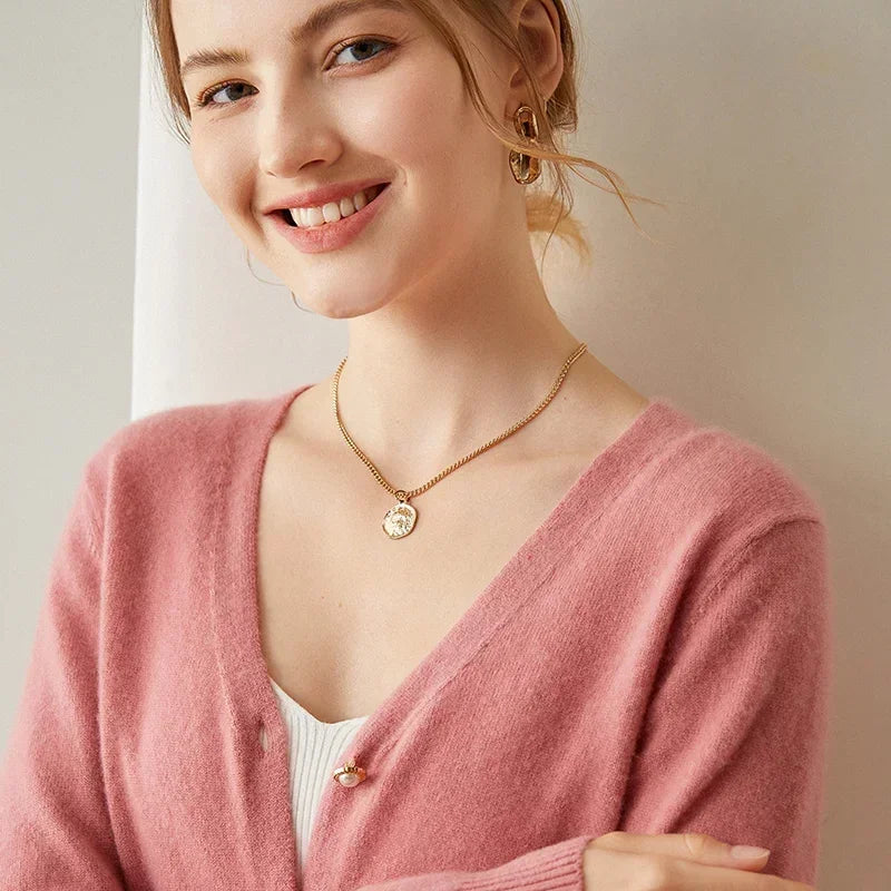 Elegant Cashmere V-Neck Knit Cardigan