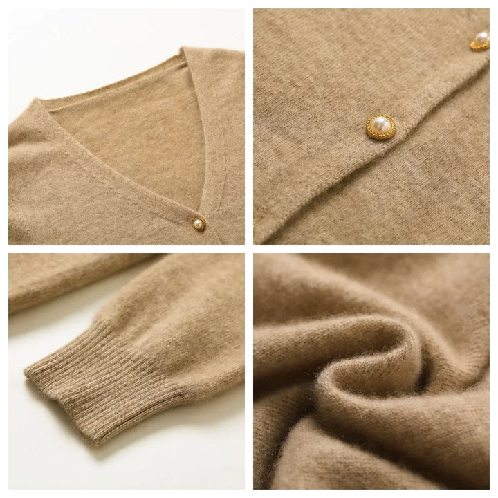 Elegant Cashmere V-Neck Knit Cardigan