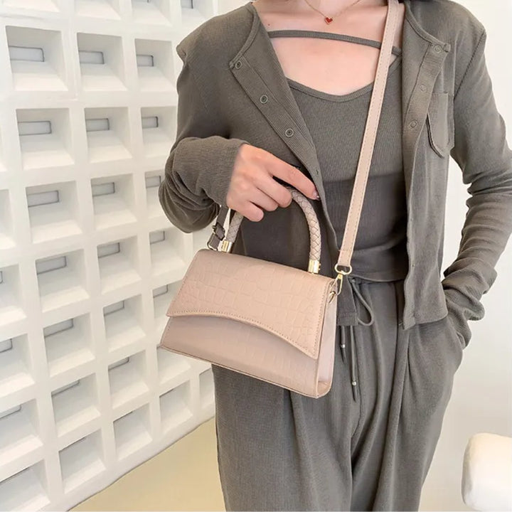 Top Handle Croc-Embossed Handbag