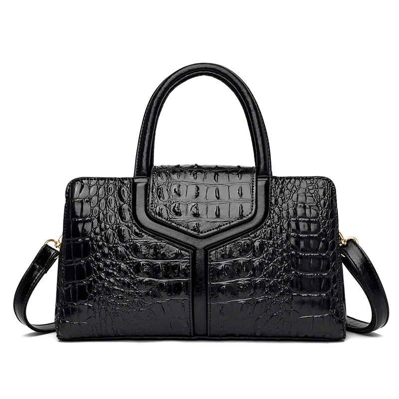 Elegant Crocodile Leather Crossbody Handbag