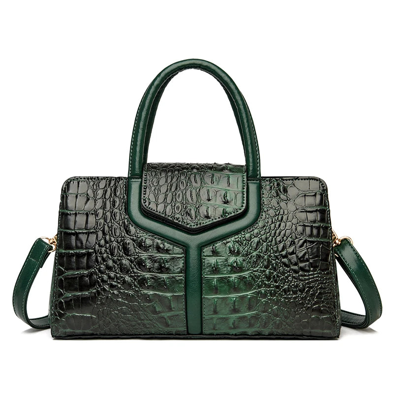 Elegant Crocodile Leather Crossbody Handbag