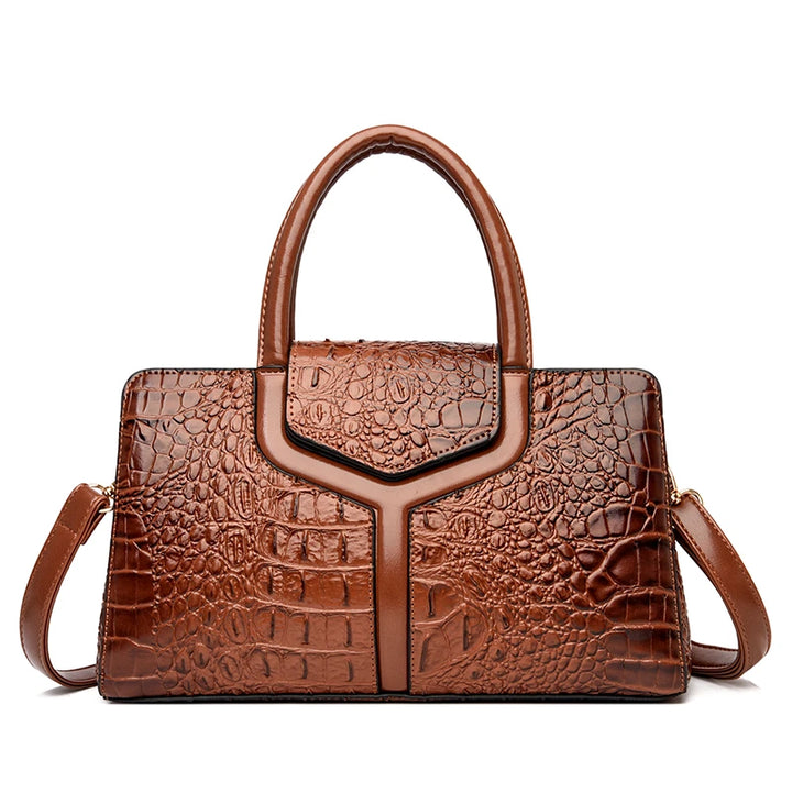 Elegant Crocodile Leather Crossbody Handbag