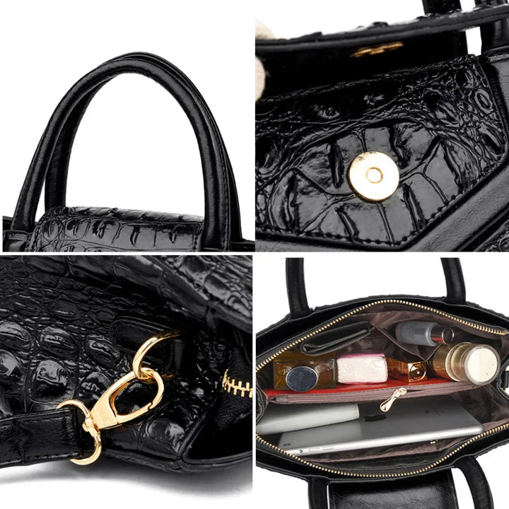 Elegant Crocodile Leather Crossbody Handbag