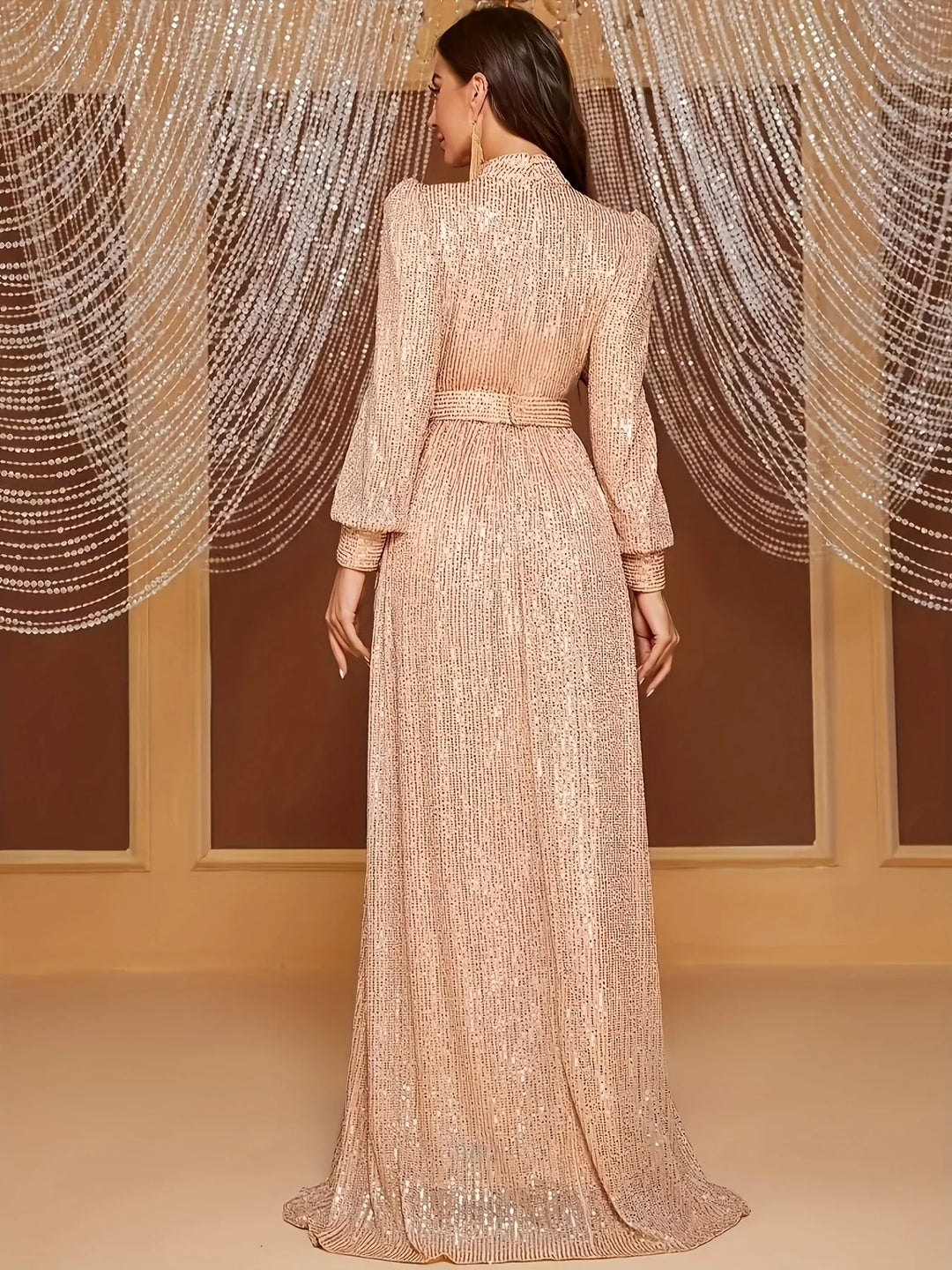 Elegant Long Sleeve Lace Maxi Dress