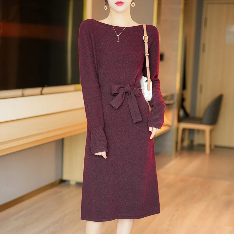  Elegant Merino Wool Knit Dress