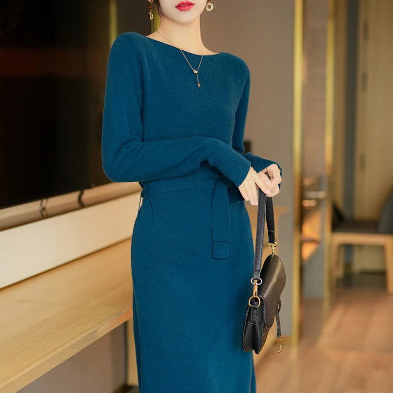  Elegant Merino Wool Knit Dress
