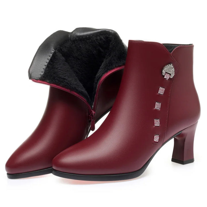 Elegant Rhinestone Heel Boots