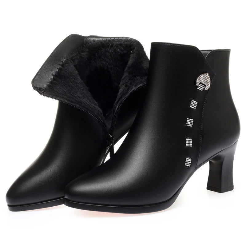 Elegant Rhinestone Heel Boots