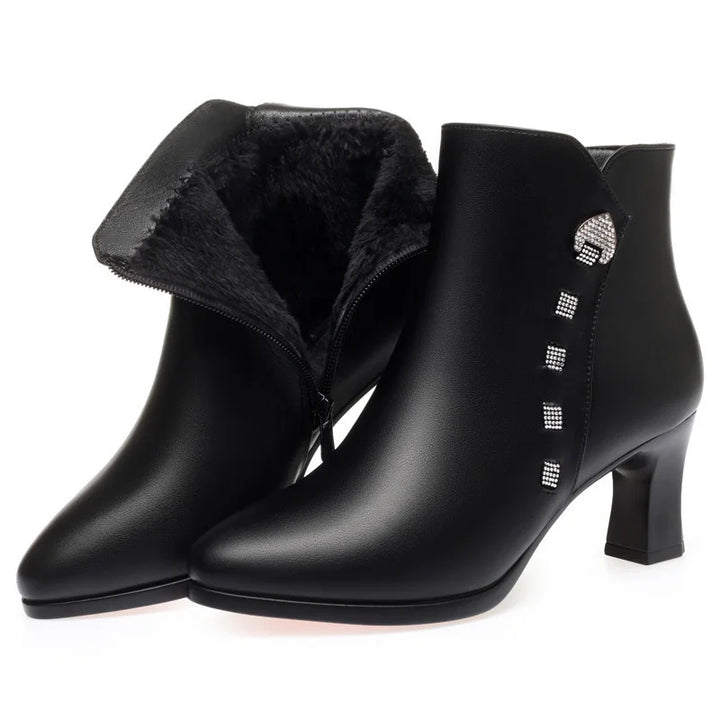 Elegant Rhinestone Heel Boots